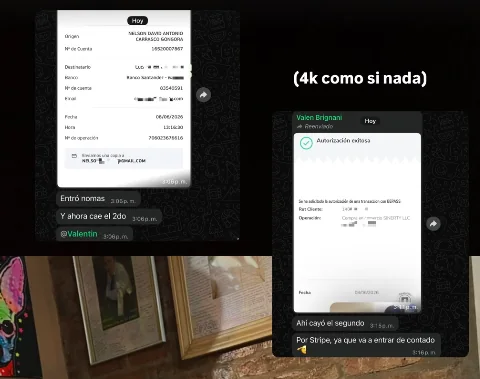 Dos pagos que entran seguidos