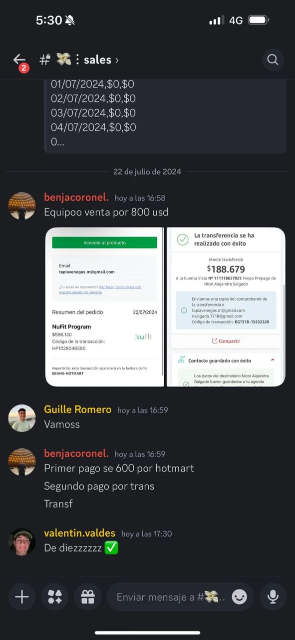 Volumen bruto +623% contra el mes anterior